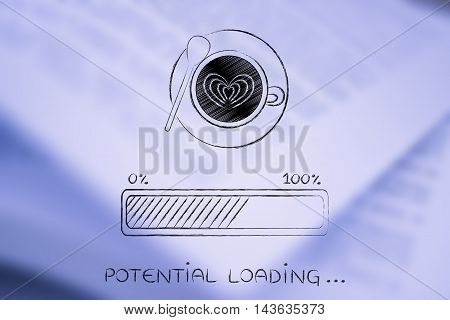Latte Art Coffee Cup & Progress Bar Loading Potential