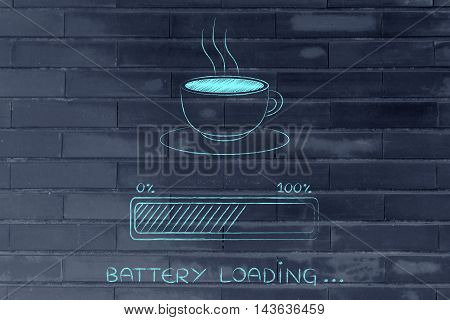 Coffee Cup & Progress Bar Loading Battery