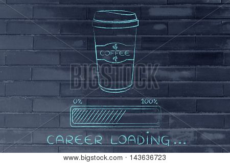 Coffee Tumbler And Progress Bar Loading Career