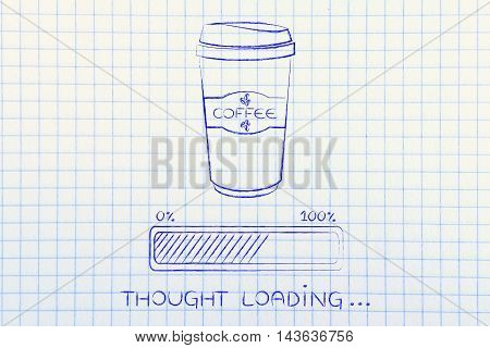 Coffee Tumbler And Progress Bar Loading Thought