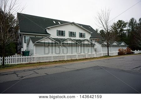 WEQUETONSING, MICHIGAN / UNITED STATES - DECEMBER 22, 2015: The Pennsylvania House is a condominium on Pennsylvania Avenue in Wequetonsing.