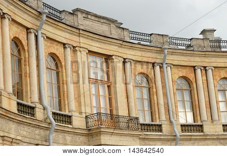 Fragment of the Big Gatchina Palace in Gatchina Russia.