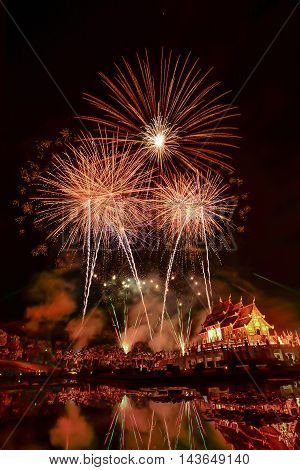 New Year Fireworks at the Royal park rajapruek in Chiang mai.