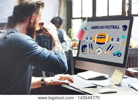 American Football Competition Game Goal Play Concept