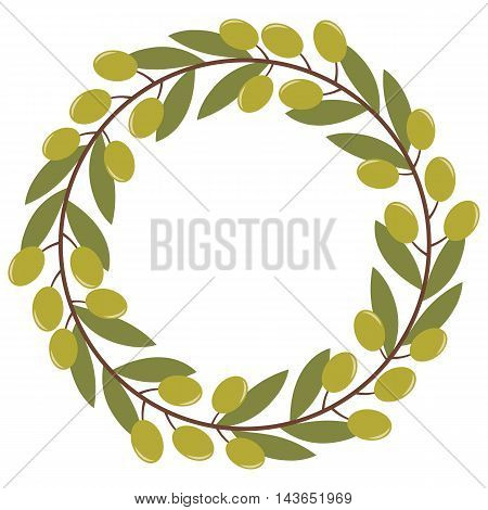Vector circle wreath with olives and leaves