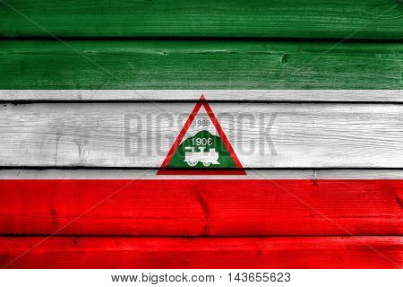 Flag Of Joao Neiva, Brazil, Painted On Old Wood Plank Background