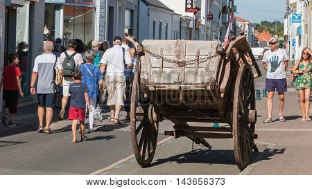 Old Horse Trailer On Display In The City