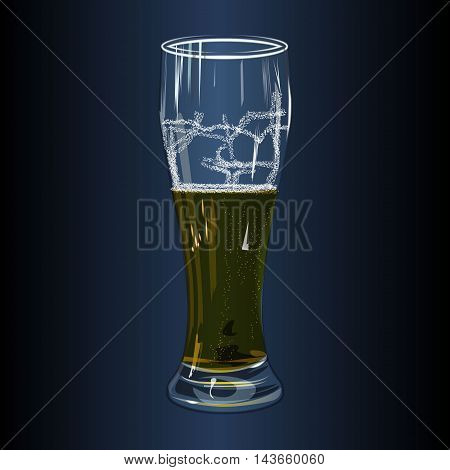 beer glass on dark background vector illustration