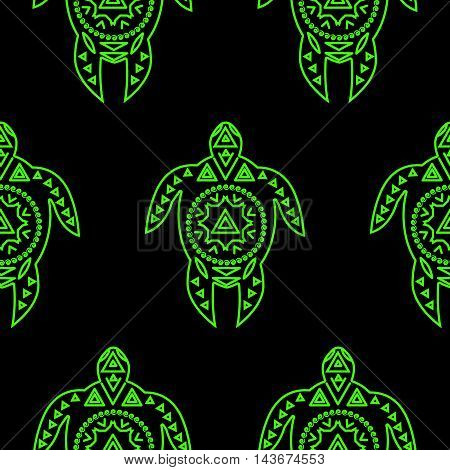 Seamless pattern with turtles. Vrctor flat illustration for print