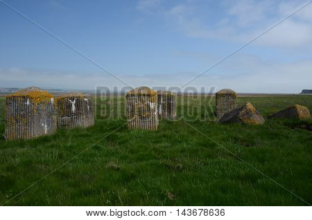 A view of coastal anti tank defences at Tentsmuir in Fife