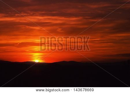 detailed photo of alpenglow over the tourist area Machuv kraj in czech landscape