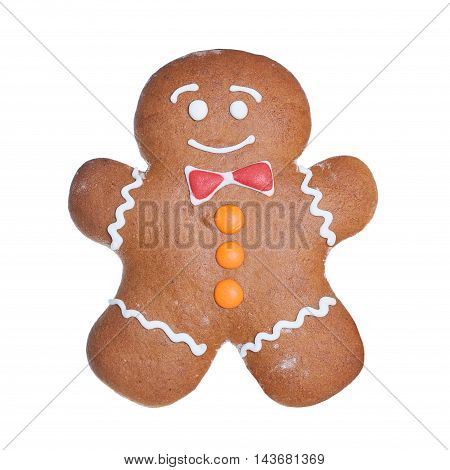 Christmas Cookie Isolated on White Background. Gingerbread Man. Xmas Cookie
