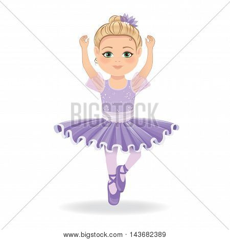 Cute little girl in ballet dress isolated on a white background