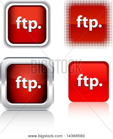 FTP-neliö-painikkeet. Vektori esimerkki.