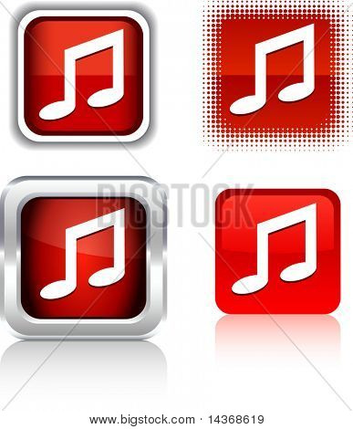 Neliön musiikkipainikkeiden. Vektori esimerkki.