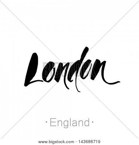 London, England, UK hand-lettering calligraphy. hand drawn vector stock illustration. Modern brush ink. Isolated on white background.
