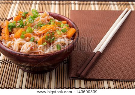 Small Portion Of Rice Vermicelli Hu-teu With Vegetable Sauce