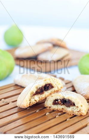 delicious Calabrian rustic cookies with flour and sugar and jamitaly