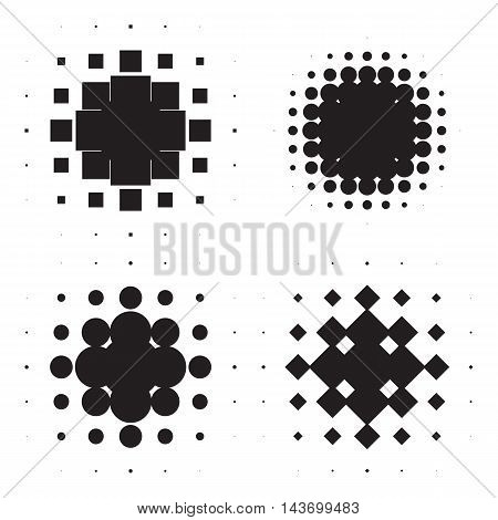 Four halftone circles. Design elements. Vector illustration