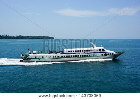 Labuan,Malaysia-Aug 19,2016:A Labuan Express ferry carries passengers from Labuan Island to Kota KInabalu.Its a passenger ferry service operator,tourist attraction & cheaper transportation to Labuan.