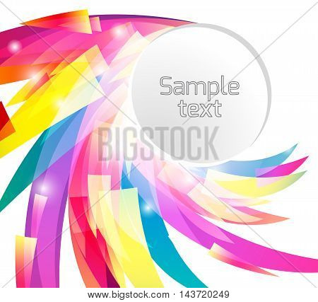 Template Round frame with abstract rainbow colored petals. Vector element for your design