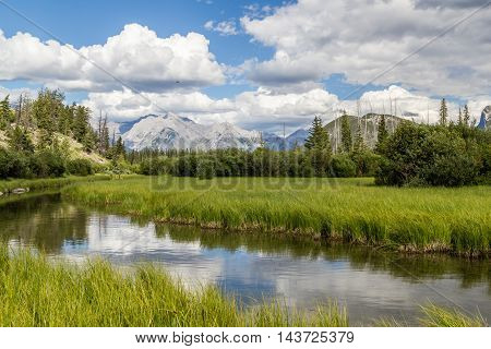 Beautiful Lake Vermilion In The Mountains Of Banff National Park.
