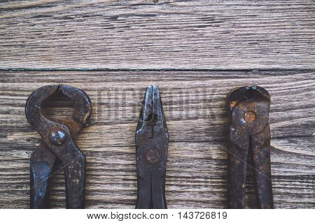 Set of rusty tools for the carpenter