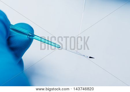 Vitrification (cryostorage) of sperm samples or oocytes in vitro fertilization process close up.