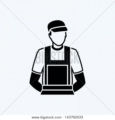 Mechanic icon black style. Single car repair parts icon.