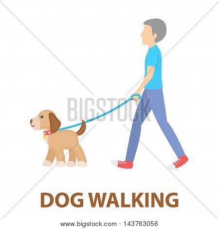 Dog walk vector illustration icon in cartoon design