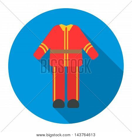 Firefighter uniform icon flat style. Single silhouette fire equipment icon from the big fire Department flat.