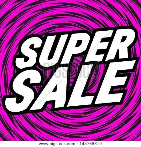 Caption super sale on a pink background.