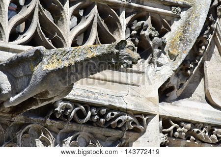 Poissy France - august 6 2016 : the historical collegiate church where the king Saint Louis was baptised