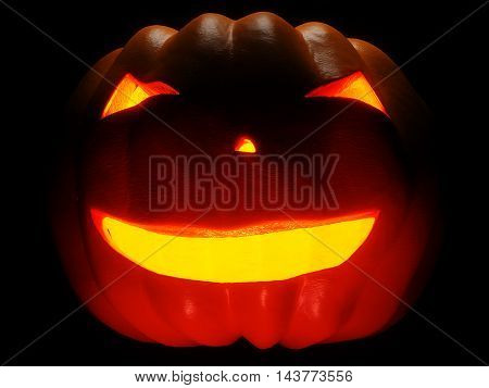 Helloween Pumpkin illuminated on black background. 3d render