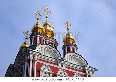 Novodevichy convent in Moscow. UNESCO World Heritage Site. Color photo, no people.
