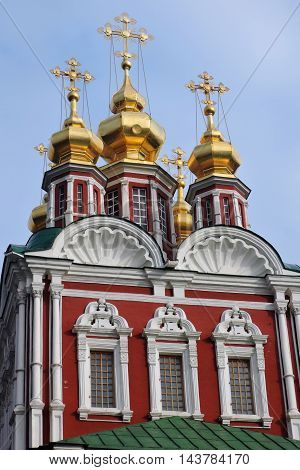 Novodevichy convent in Moscow. UNESCO World Heritage Site. Color photo, no people.
