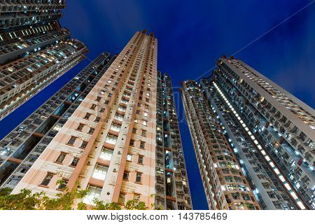 Skyscraper from low angle at night