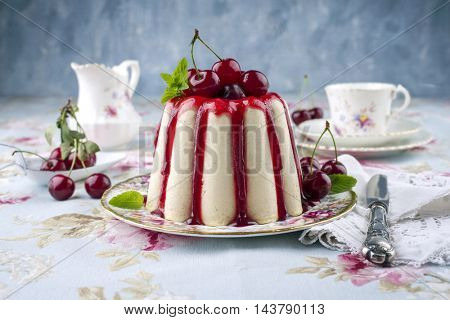 Cherry Cheesecake on Plate
