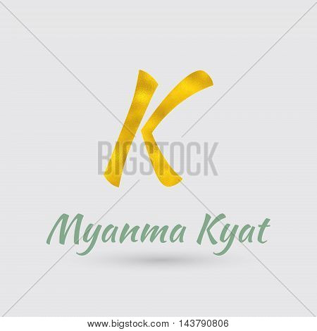 Symbol of the Myanmar Currency with Golden Texture.Vector EPS 10