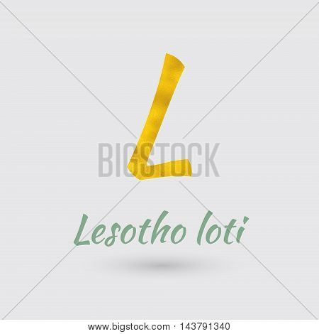 Symbol of the Lesotho Currency with Golden Texture.Vector EPS 10