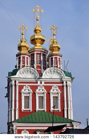 Novodevichy convent in Moscow. UNESCO World Heritage Site. Color photo, no people.