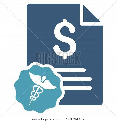 Medical Invoice icon. Vector style is bicolor flat iconic symbol with rounded angles, cyan and blue colors, white background.