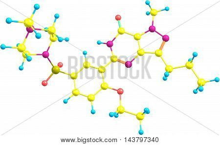 Sildenafil is a medication used to treat erectile dysfunction and pulmonary arterial hypertension. Its effectiveness for treating sexual dysfunction in women has not been demonstrated. 3d illustration