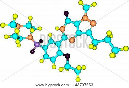Sildenafil is a medication used to treat erectile dysfunction and pulmonary arterial hypertension. Its effectiveness for treating sexual dysfunction in women has not been demonstrated. 3d illustration