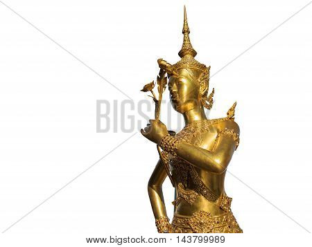 Angel Statue, Kinnaree, Isolated On White