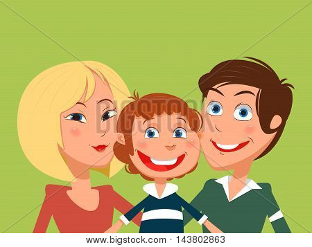 Happy family. Cartoon character colorful vector illustration