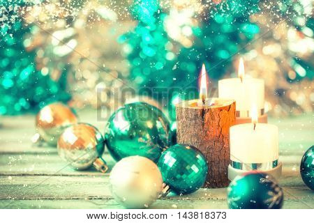 Christmas Decoration On Abstract Background,vintage Filter,soft Focus