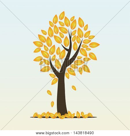 Vector illustration of  autumn season tree with deciduous leaves