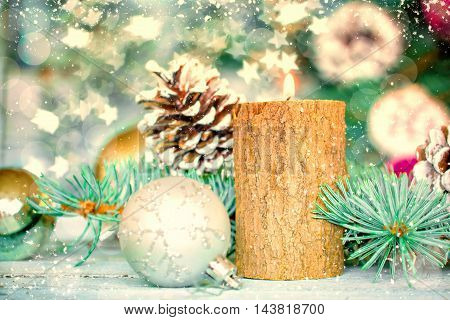 Christmas Decoration On Abstract Background,vintage Filter,soft Focus
