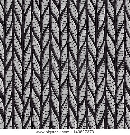 Stylized stripes worms or leeches seamless vector pattern for textile and background.